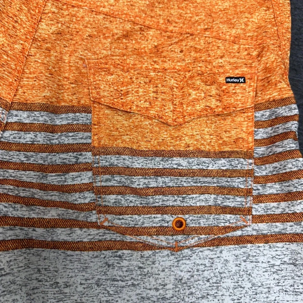 Hurley Board Shorts Swim Trunks Orange Black Striped Beach Surf‎ Casual Size 30